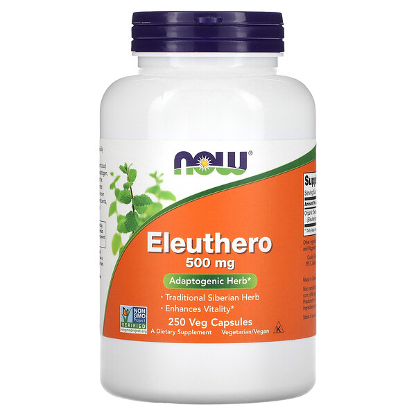 Элеутерококк, 500 мг, 250 растительных капсул NOW Foods