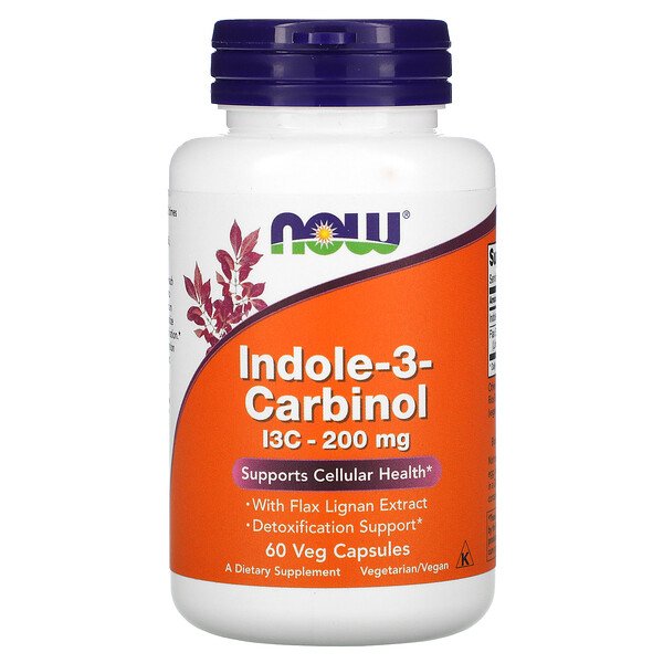 Индол-3-карбинол, 200 мг, 60 растительных капсул NOW Foods