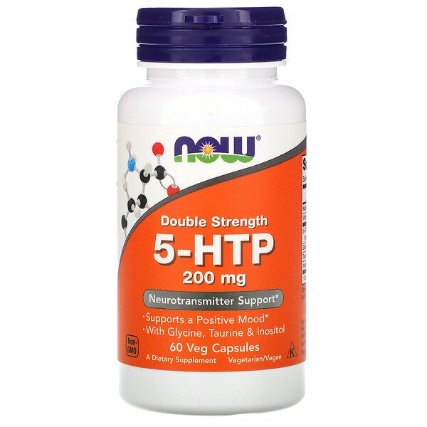 5-HTP, двойная сила, 200 мг, 60 растительных капсул NOW Foods