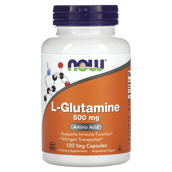 L-глютамин, 500 мг, 120 растительных капсул NOW Foods