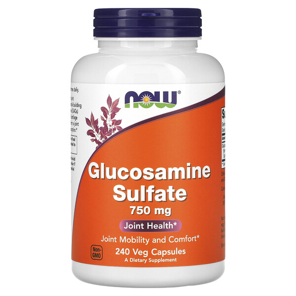 Глюкозамин Сульфат - 750 мг - 240 растительных капсул - NOW Foods NOW Foods