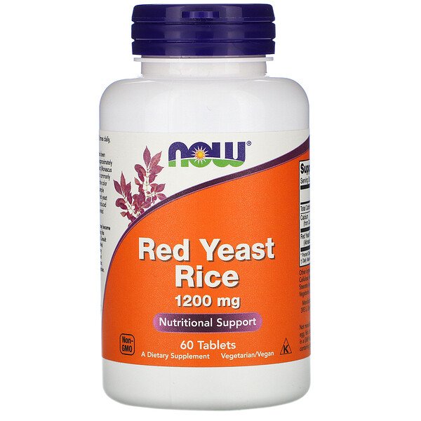 Красный дрожжевой рис, 1200 мг, 60 таблеток NOW Foods