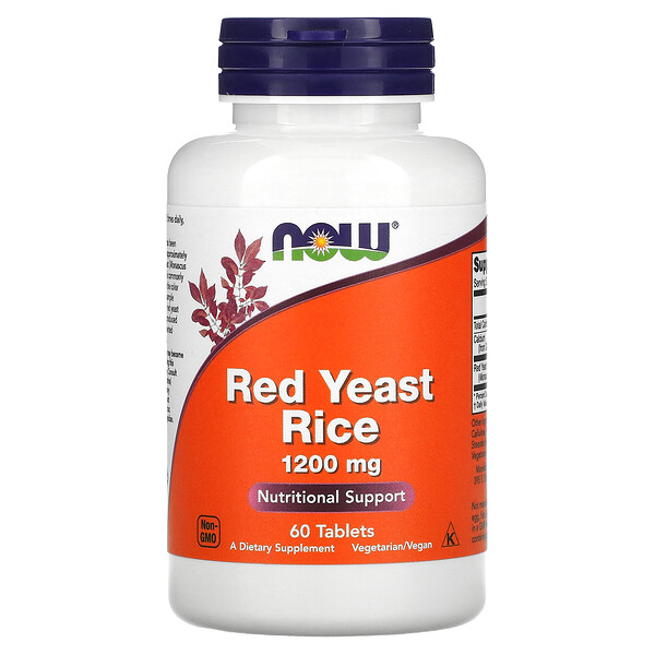 Красный дрожжевой рис, 1200 мг, 60 таблеток NOW Foods