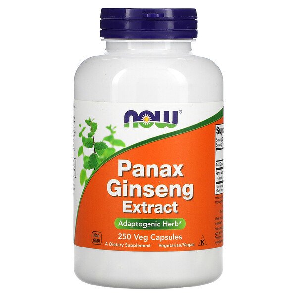 Экстракт женьшеня Panax, 250 растительных капсул NOW Foods