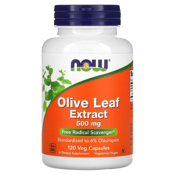 Экстракт листьев оливы, 500 мг, 120 растительных капсул NOW Foods