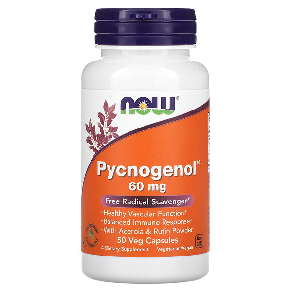 Pycnogenol, 60 мг, 50 растительных капсул - NOW Foods NOW Foods