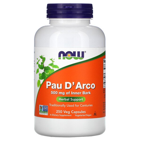 Pau D'Arco, 500 мг, 250 растительных капсул NOW Foods