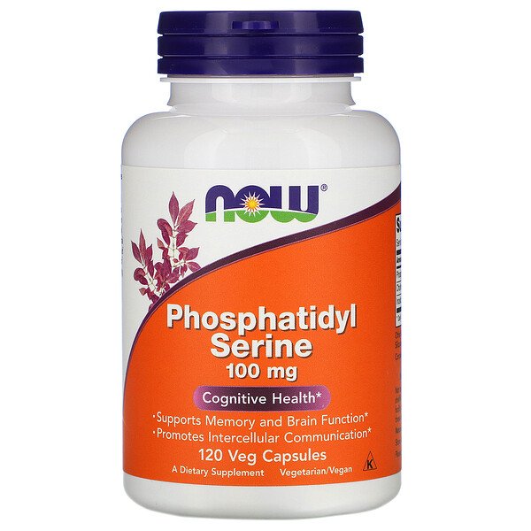 Фосфатидилсерин, 100 мг, 120 растительных капсул NOW Foods