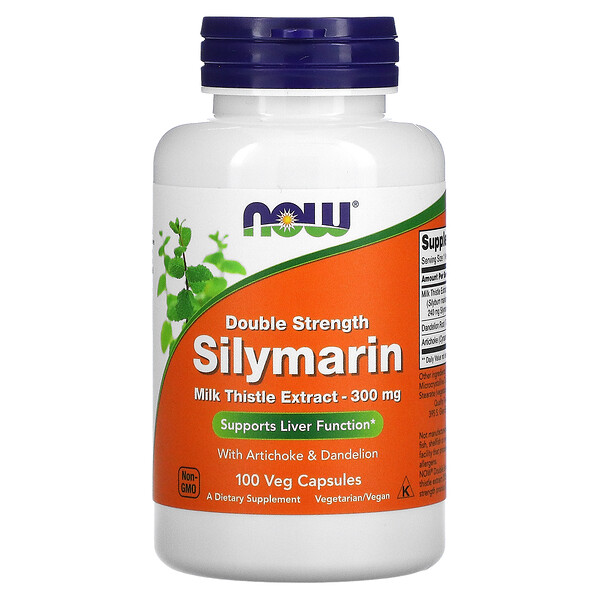 Силимарин двойной силы, 300 мг, 100 растительных капсул NOW Foods