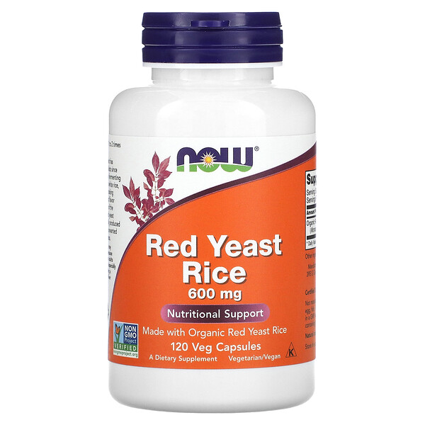 Красный дрожжевой рис, 600 мг, 120 растительных капсул NOW Foods