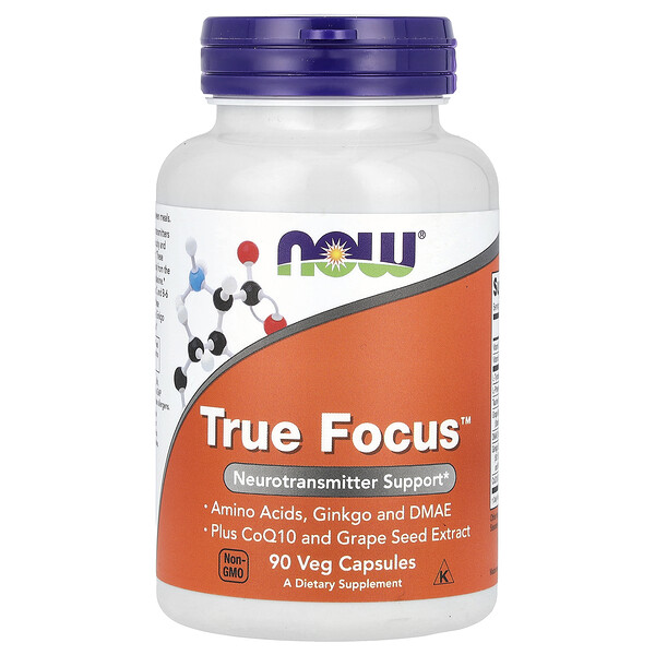 True Focus, 90 растительных капсул NOW Foods