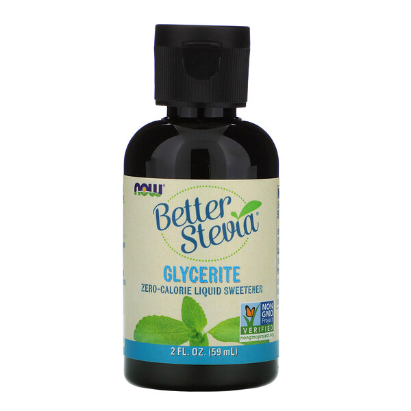 Better Stevia, Жидкий подсластитель с нулевой калорийностью, глицерит, 2 жидких унции (59 мл) NOW Foods