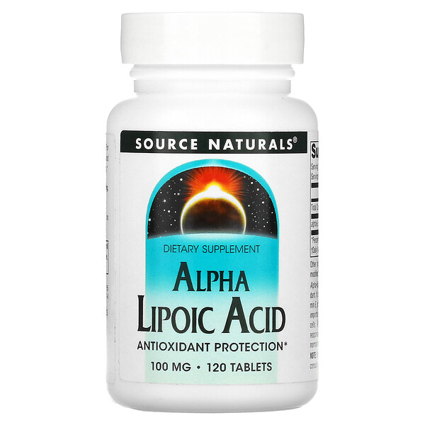Альфа-липоевая кислота, 100 мг, 120 таблеток Source Naturals