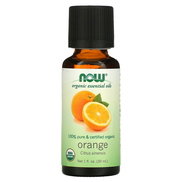 Органические эфирные масла, апельсин, 1 жидкая унция (30 мл) NOW Foods