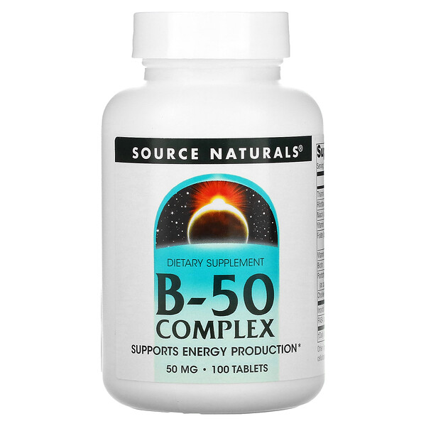 Комплекс B-50, 50 мг, 100 таблеток Source Naturals