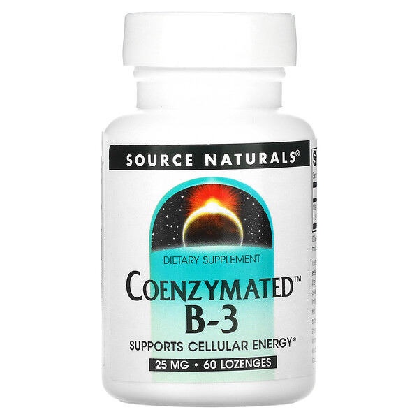 Коферментированный B-3, 25 мг, 60 леденцов - Source Naturals Source Naturals