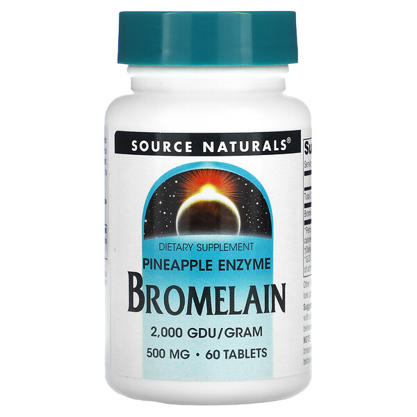 Бромелаин 2,000 GDU/грамм - 500 мг - 60 таблеток - Source Naturals Source Naturals