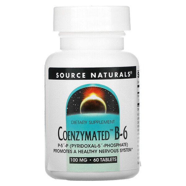 Коэнзимат B-6, 100 мг, 60 таблеток Source Naturals
