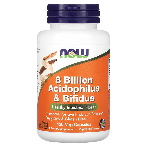8 миллиардов Ацидофилус и Бифидус - 120 растительных капсул - NOW Foods NOW Foods