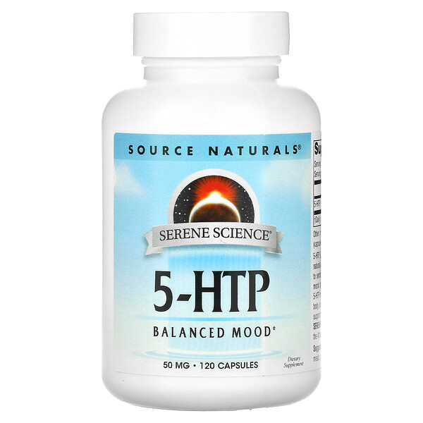 5-HTP, 50 мг, 120 капсул Source Naturals