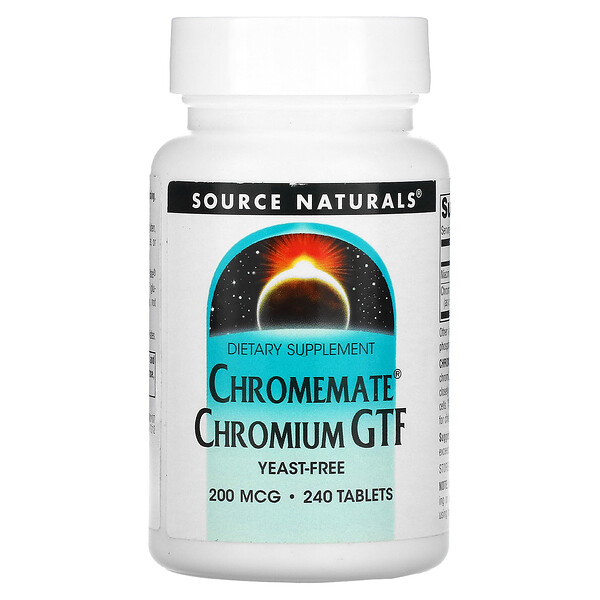 Chromemate Chromium GTF, 200 мкг, 240 таблеток Source Naturals