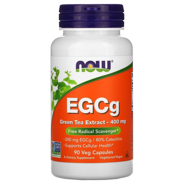 EGCg, Экстракт зеленого чая, 400 мг, 90 растительных капсул NOW Foods