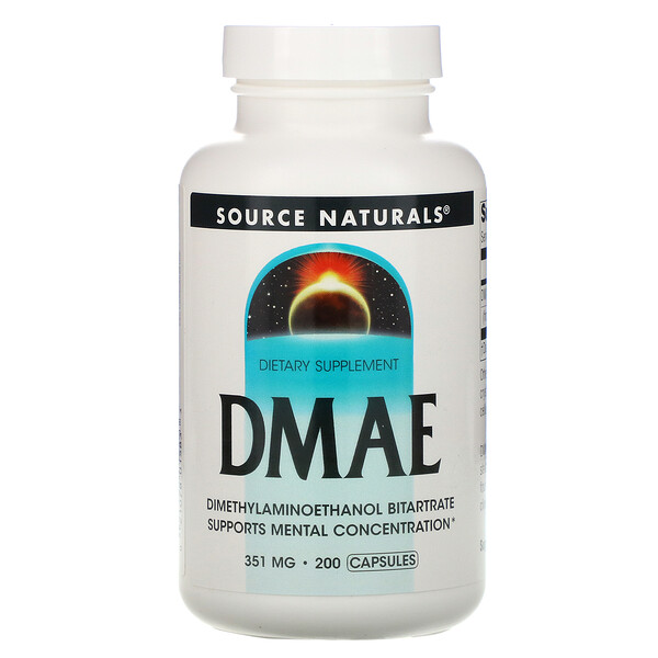 ДМАЭ, 351 мг, 200 капсул Source Naturals