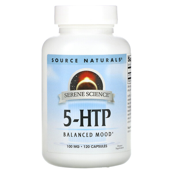 Serene Science, 5-HTP, 100 mg, 120 Capsules (Капсулы) Source Naturals