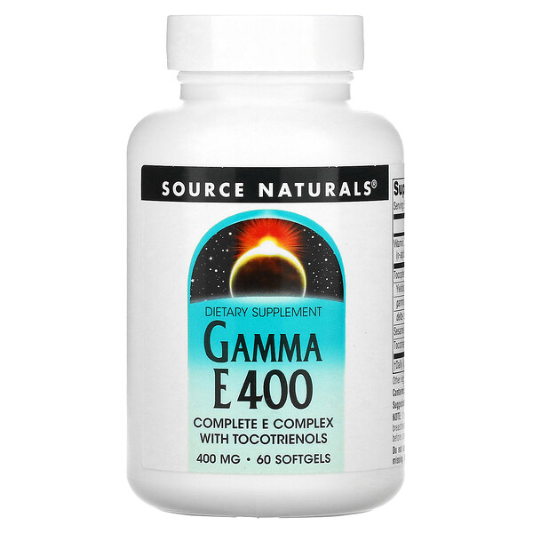 Gamma E 400, Комплекс витамина E с токотриенолами, 400 мг, 60 мягких капсул - Source Naturals Source Naturals