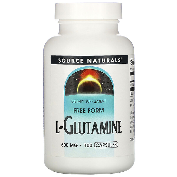 L-глютамин, 500 мг, 100 капсул Source Naturals