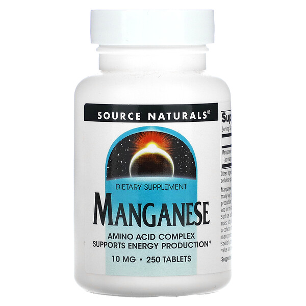 Марганец, 10 мг, 250 таблеток Source Naturals