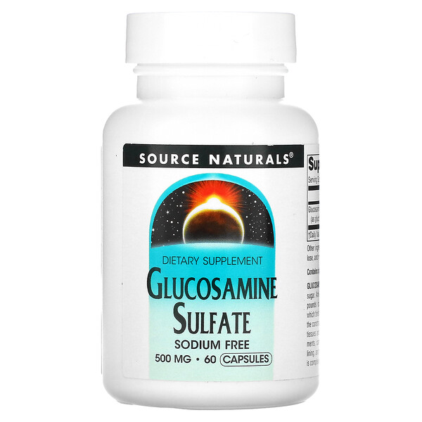 Глюкозамина сульфат, без натрия, 500 мг, 60 капсул Source Naturals
