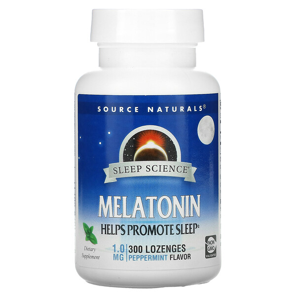 Sleep Science, Мелатонин, мята перечная, 1 мг, 300 пастилок Source Naturals