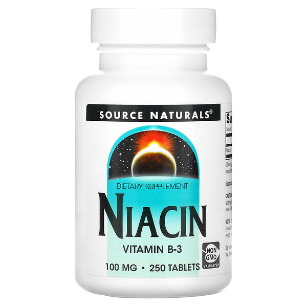 Ниацин - 100 мг - 250 таблеток - Source Naturals Source Naturals