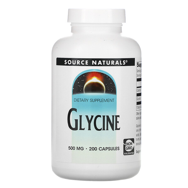 Глицин, 500 мг, 200 капсул Source Naturals