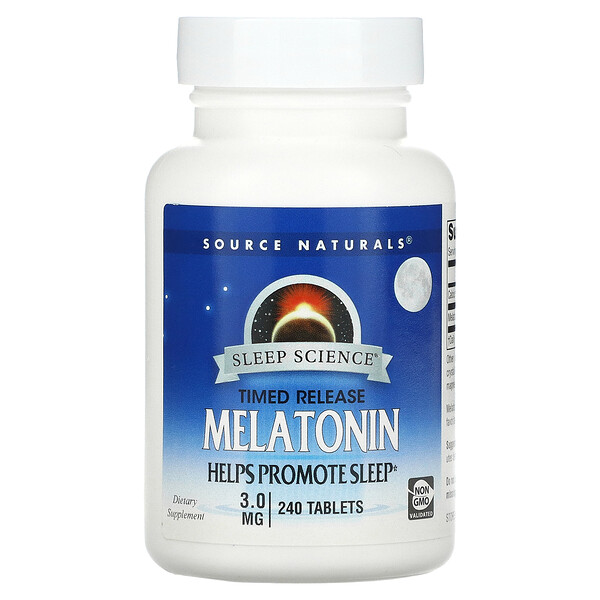 Sleep Science, Мелатонин, замедленное высвобождение, 3 мг, 240 таблеток Source Naturals