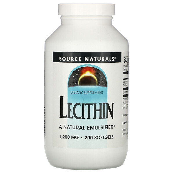 Лецитин, 1200 мг, 200 мягких таблеток Source Naturals
