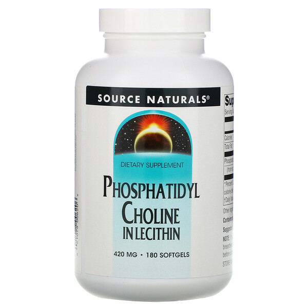Фосфатидилхолин, в лецитине, 420 мг, 180 мягких таблеток Source Naturals