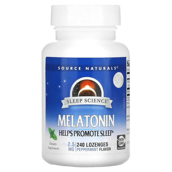 Sleep Science, Мелатонин, мята перечная, 2,5 мг, 240 пастилок Source Naturals