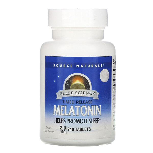 Мелатонин, замедленное высвобождение, 2 мг, 240 таблеток Source Naturals