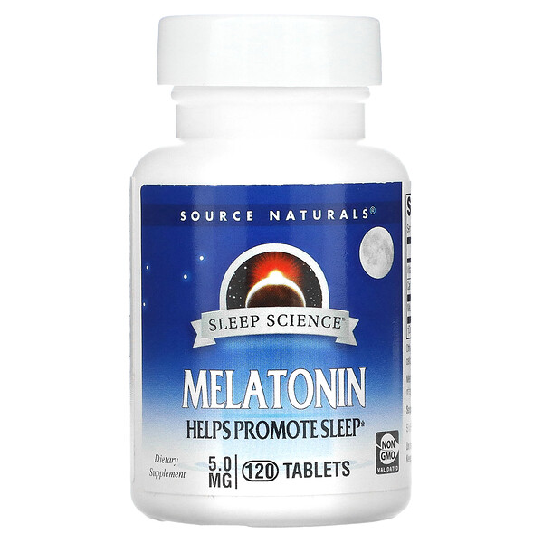 Sleep Science, Мелатонин, 5 мг, 120 таблеток Source Naturals
