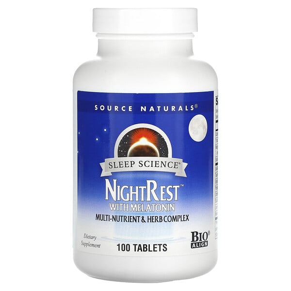Sleep Science, NightRest с Мелатонином - 100 таблеток - Source Naturals Source Naturals
