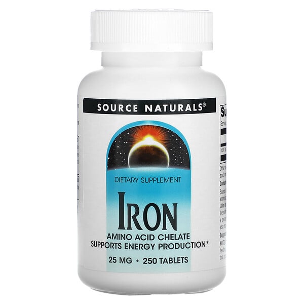 Железо, 25 мг, 250 таблеток Source Naturals