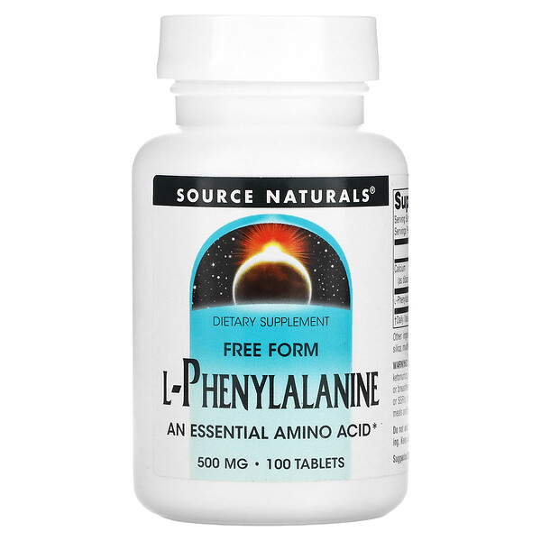 L-Фенилаланин - 500 мг - 100 таблеток (по 250 мг) - Source Naturals Source Naturals