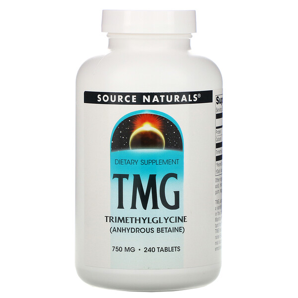 TMG, Триметилглицин, 750 мг, 240 таблеток Source Naturals