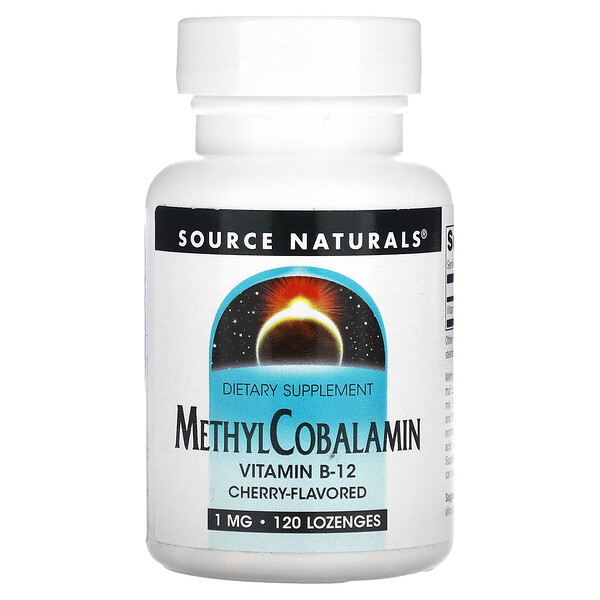 Метилкобаламин Витамин B12, Вишня - 1 мг - 120 таблеток - Source Naturals Source Naturals