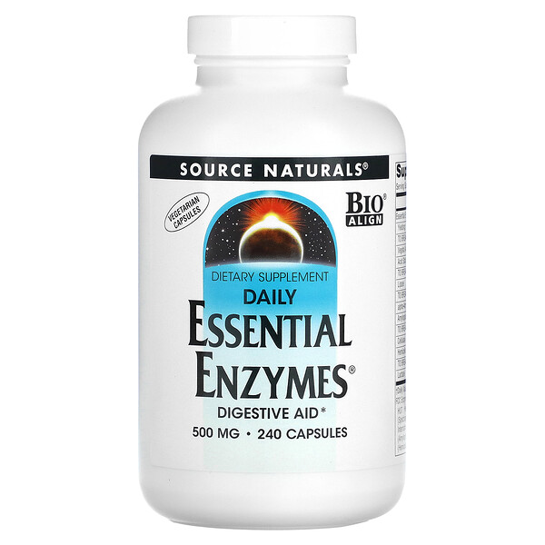 Энзимы для пищеварения - 500 мг - 240 растительных капсул - Source Naturals Source Naturals