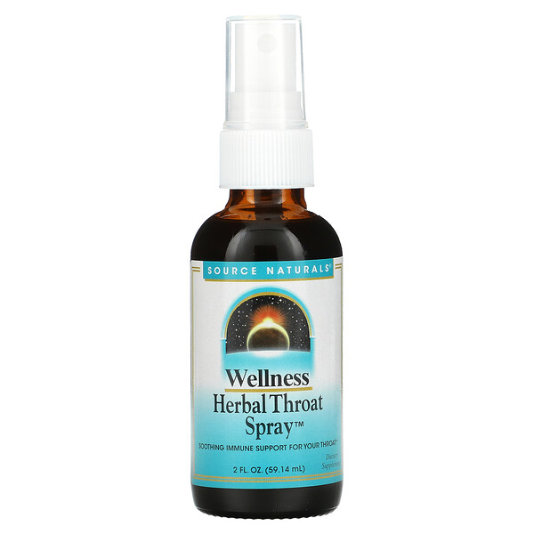 Wellness Herbal Throat Spray, Успокаивающий иммунитет для горла - 59.14 мл - Source Naturals Source Naturals