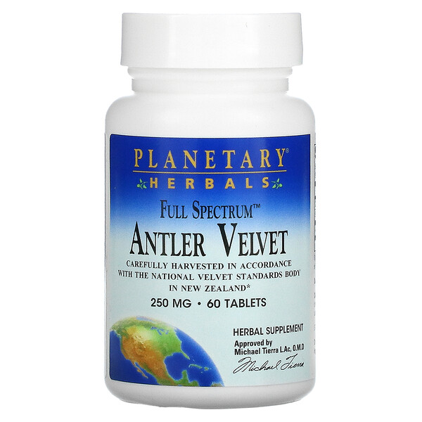 Full Spectrum Antler Velvet, 250 мг, 60 таблеток Planetary Herbals