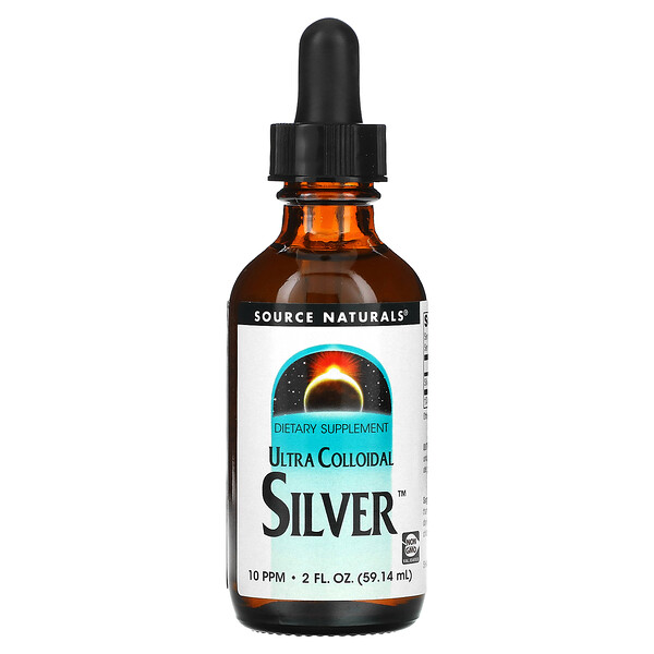 Ultra Colloidal Silver, 10 PPM, 2 fl oz (Жидкие унции) (59.14 ml) (5 PPM per Tsp) Source Naturals